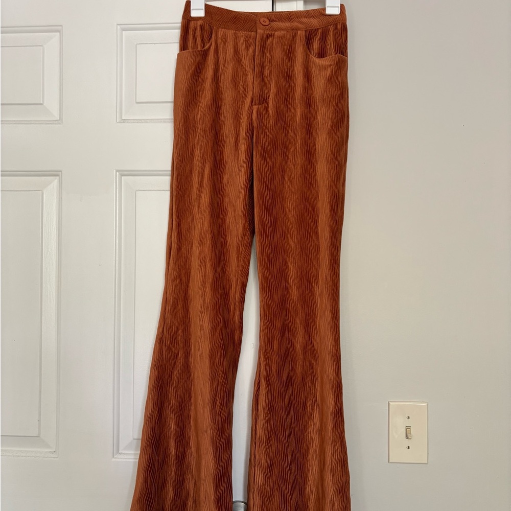 Burt orange/Brown velvet 70’s style flare pants